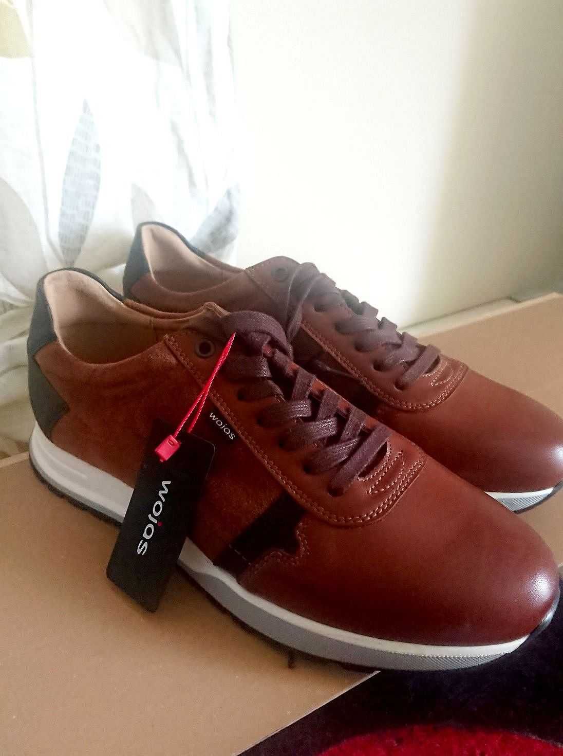 Buty Skóra jasny brąz Sneaker Sportowe trekkingowe Wojas Półbuty 41