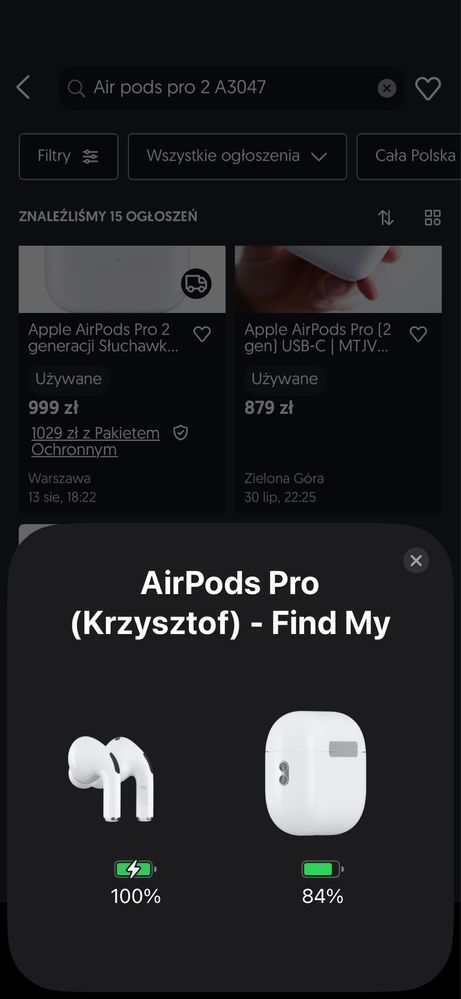 APPLE AirPods Pro 2 gen, Seria A3047 Biały (Etui z USB-C)