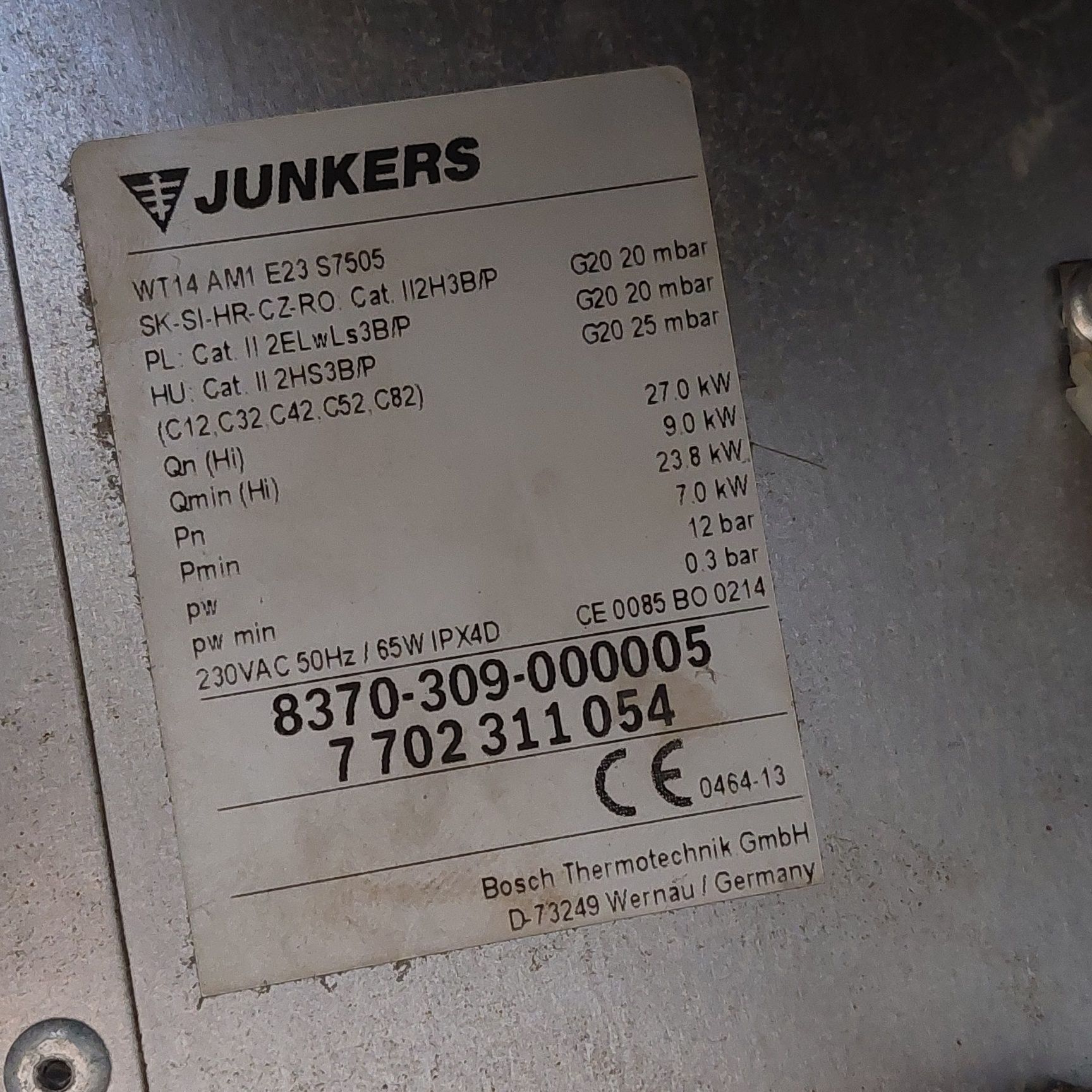 Piec Junkers Wt14 Celsius dzialający