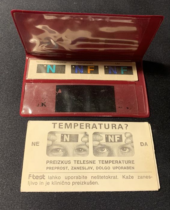 Termometr foliowy test temperatury, vintage medyczny, kolekcjonerski