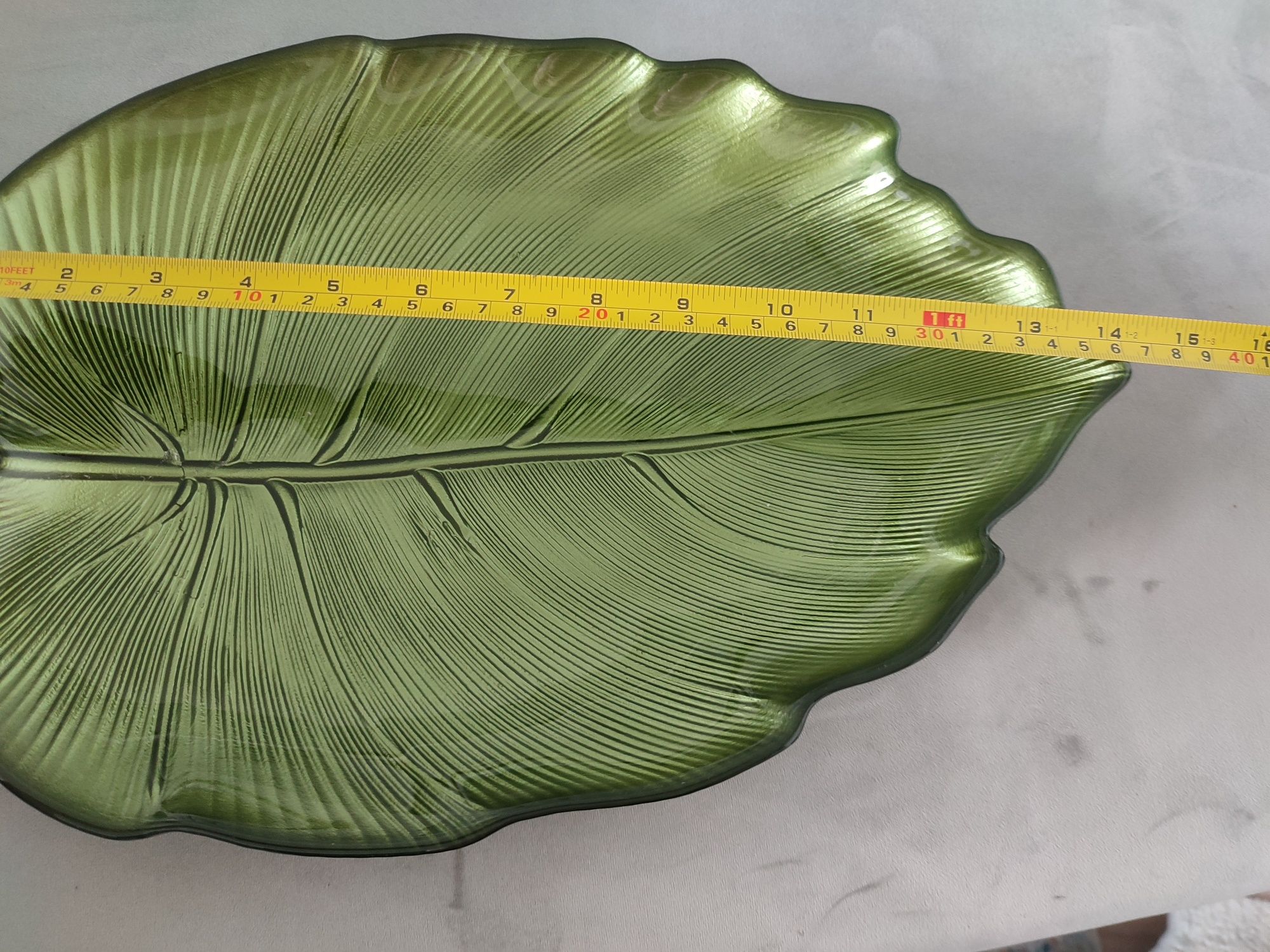 Patera home&you liść duży zielony wymiary ok 36x26 cm godula