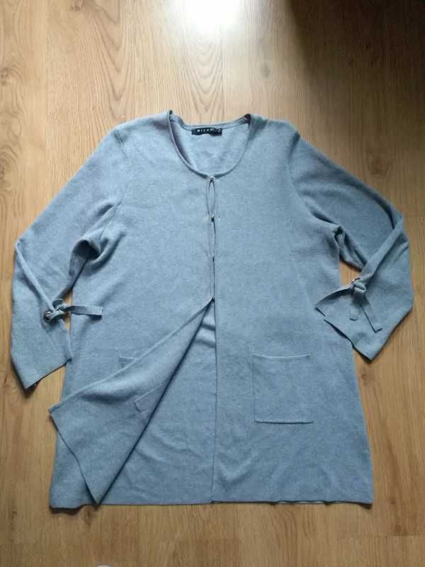 Sweter Micha XL 42 XXL 44 kardigan narzutka szary bawełna