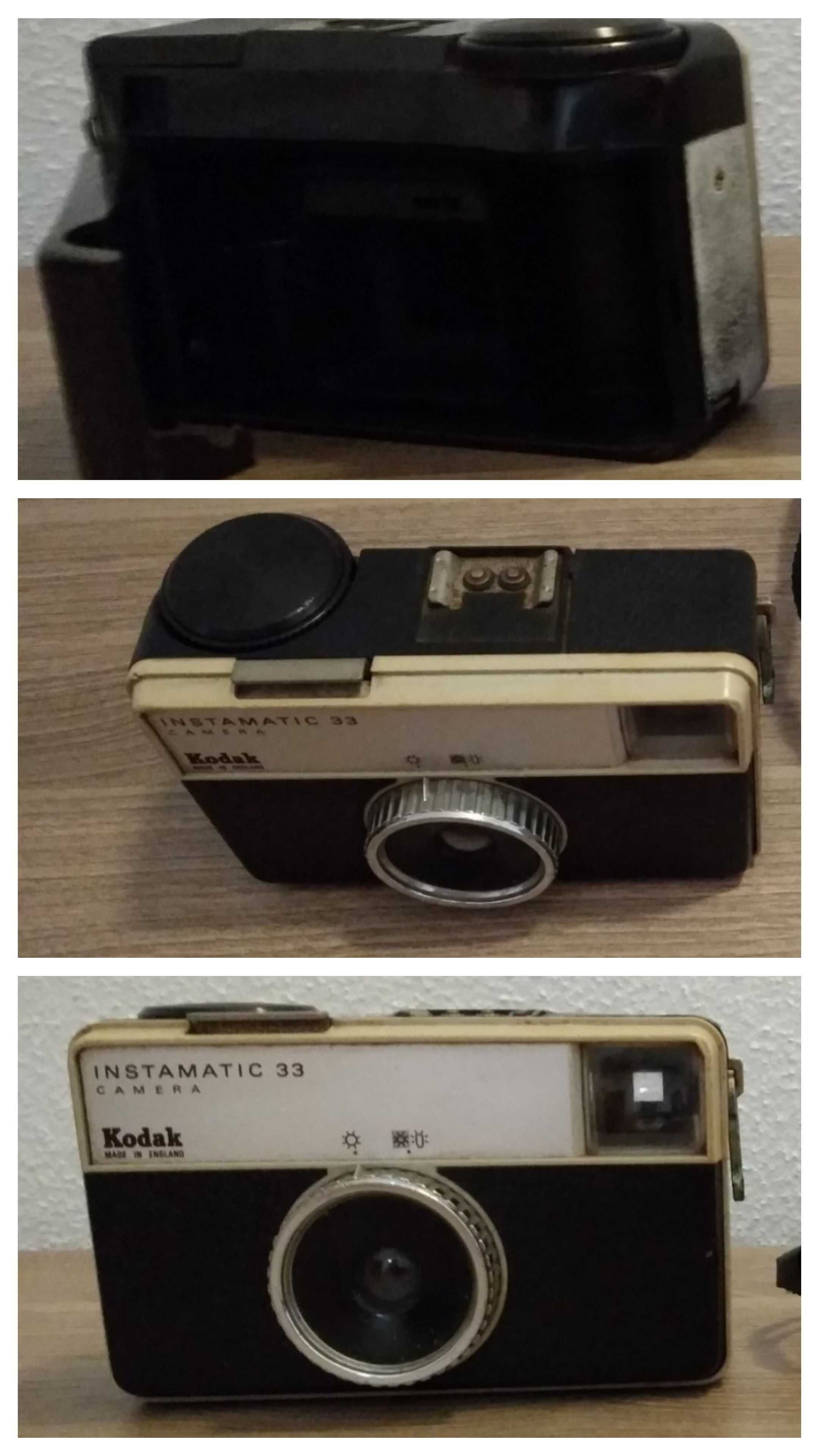 Máquina fotográfica rolo, calendários, lamparina, cinzeiro