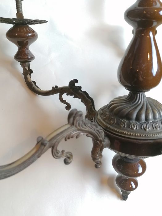 Lampa mosiężna 5-ramienna retro, oświetlenie w kamienicy