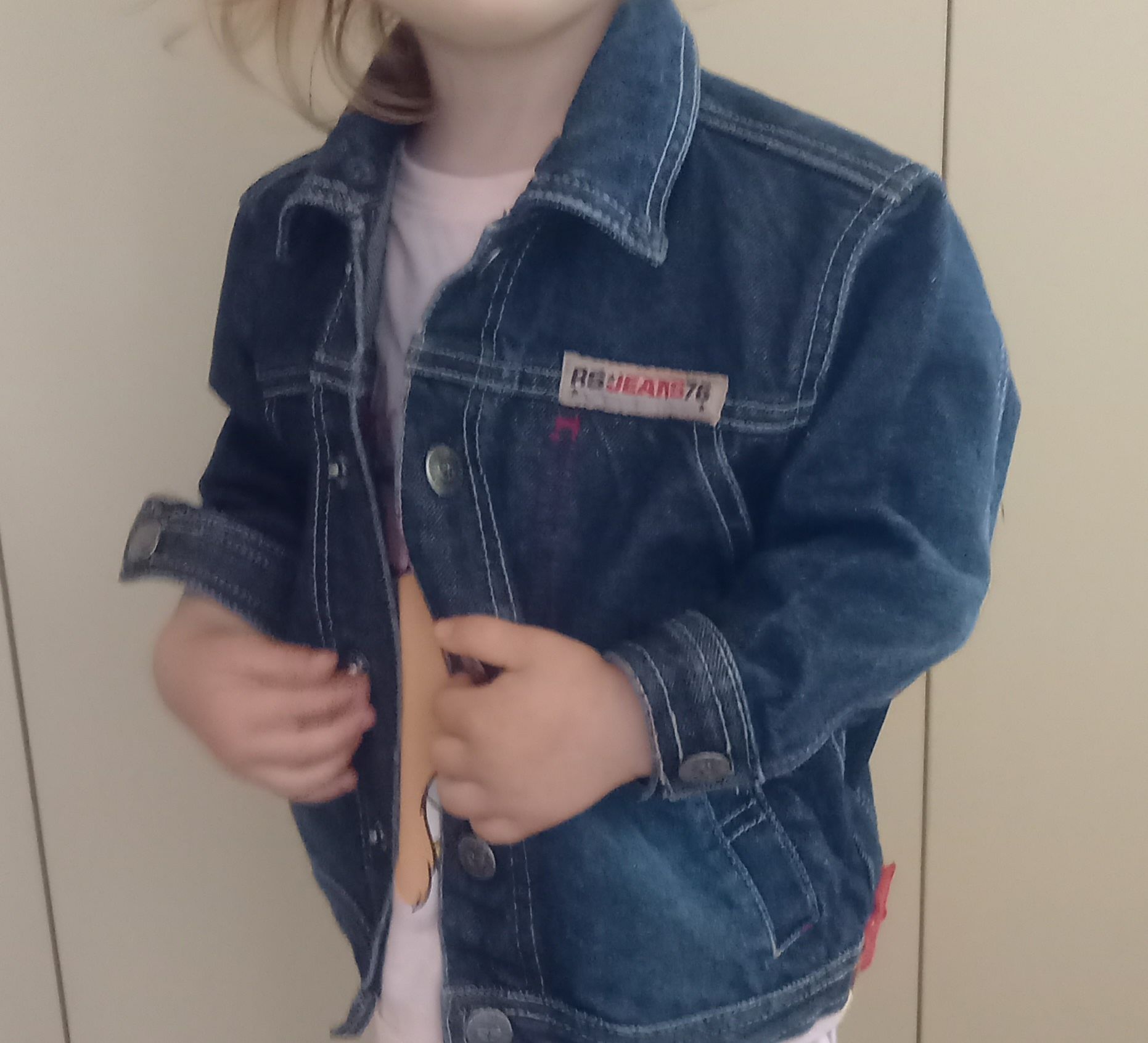 Wyprzedaż, Kurtka katana jeansowa okolo 92cm,18m-24m super aplikacja R
