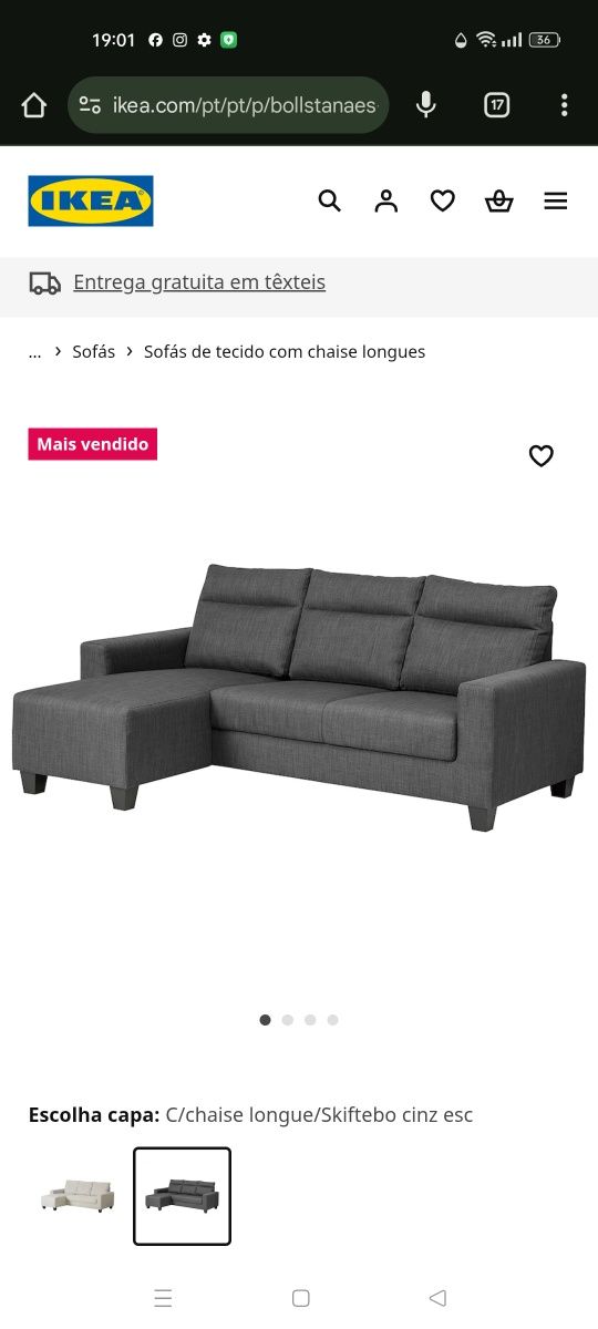 Sofá ikea cinzento