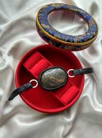 Кожаный браслет натуральный камень  Яшма