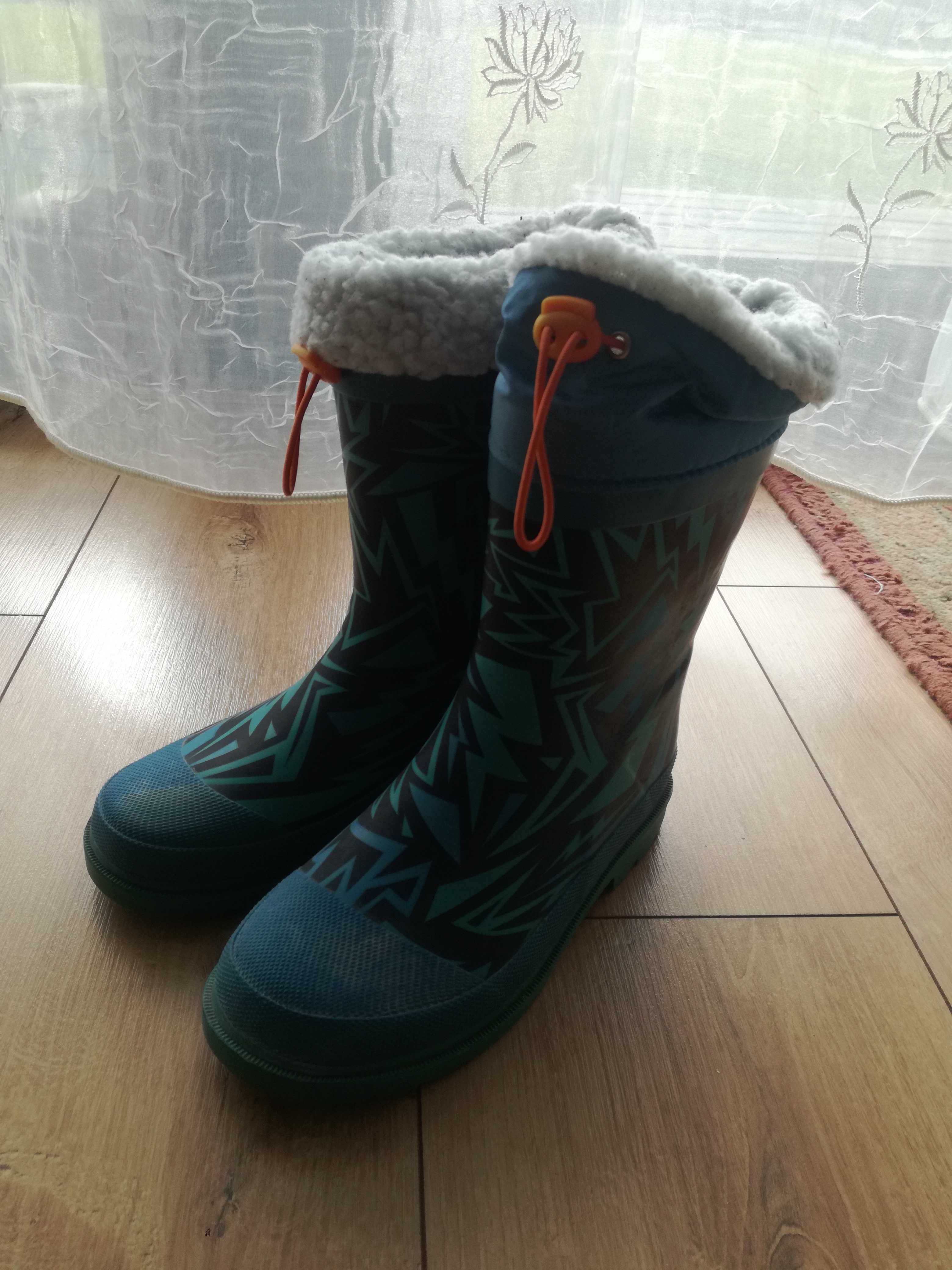 Buty Kalosze 13 niebieskie z odblaskami