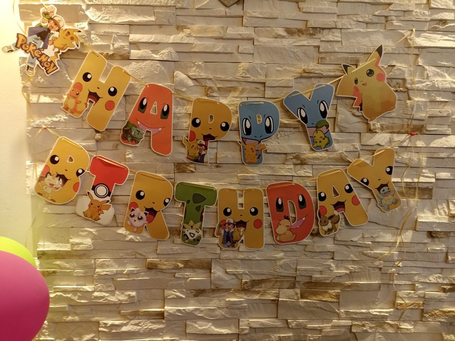 Napis pokemon urodzinowy happy birthday urodziny dekoracja