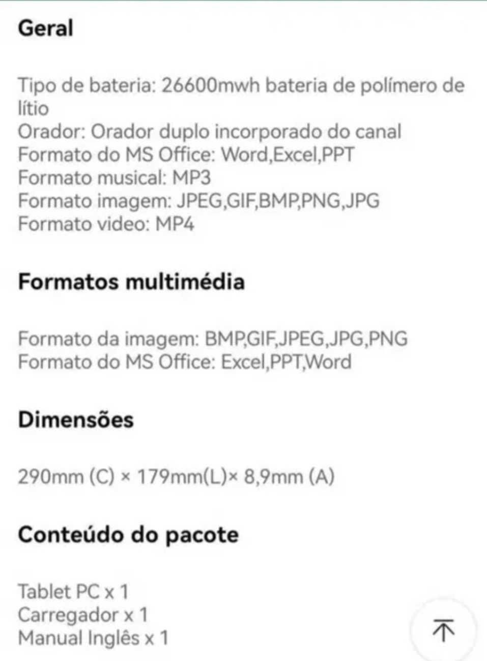 Tablet c/ teclado windows