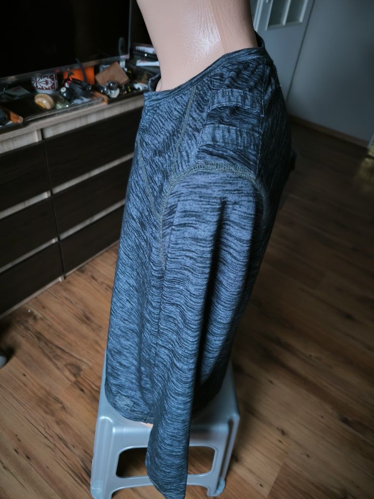 Guess longsleeve męski L koszulka z długim rękawem ciemny szary melanż