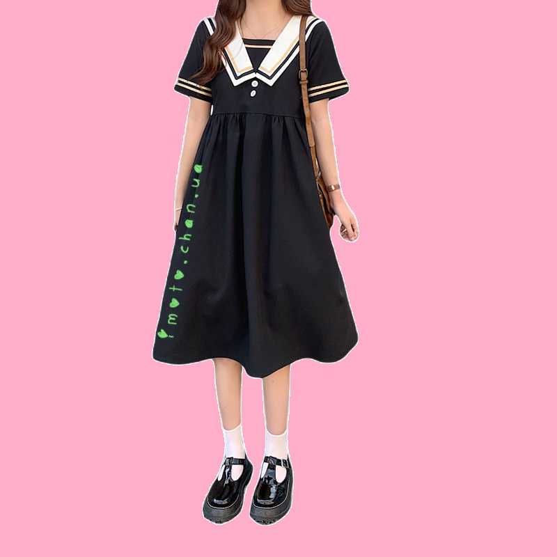 Корейское японское черное платье с матроской форма аниме косплей