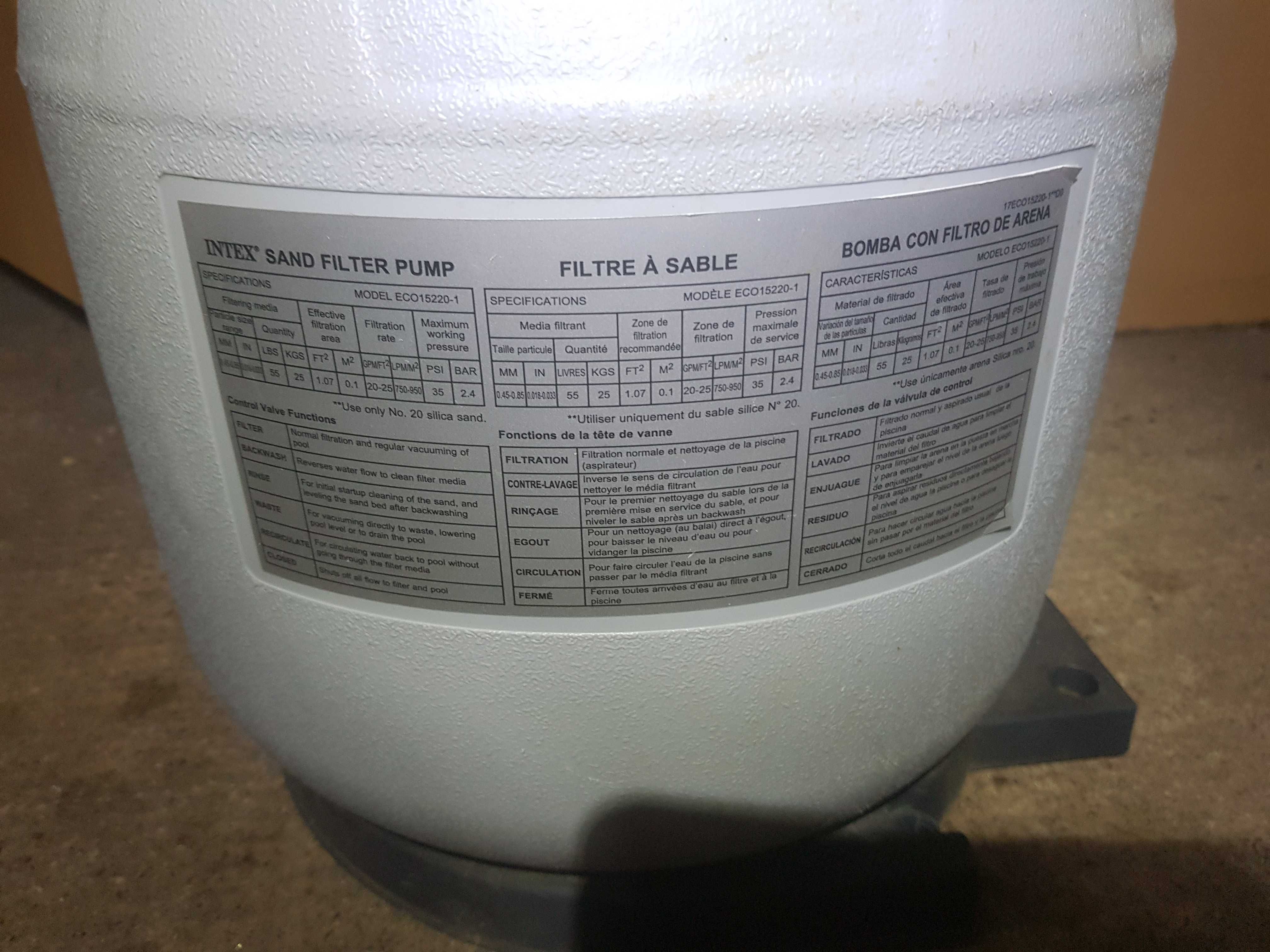 Filtr Piaskowy Intex do Basenu Basenowy 25kg eco 15220