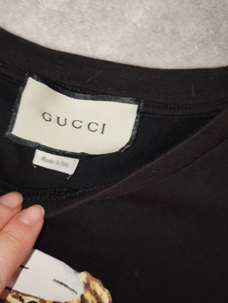 Oryginalna Koszulka t-shirt Gucci czarna z misiem M 38 bawełna