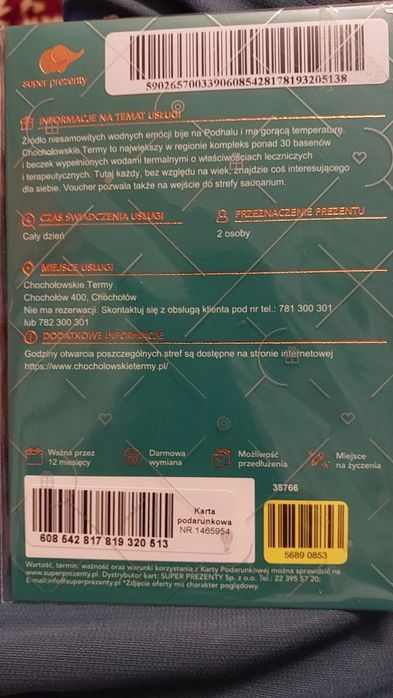 Karta podarunkowa Termy Chochołowskie
