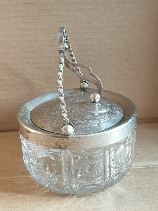 Хрустальная сахарница мельхиор