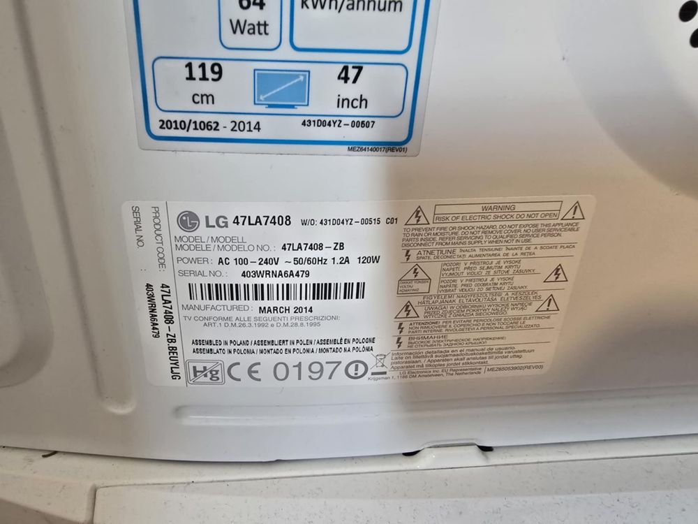 Telewizor LG 47LA7408 47” + uchwyt na ścianę