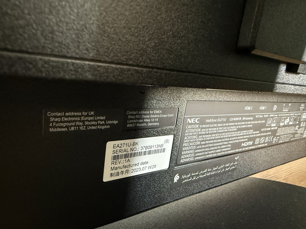 Monitor NEC EA271u