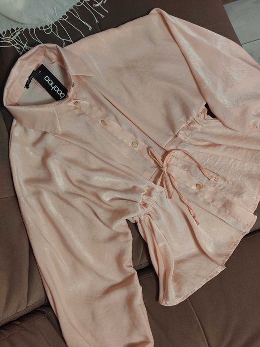 Блузка шовк шифон персикова рожева