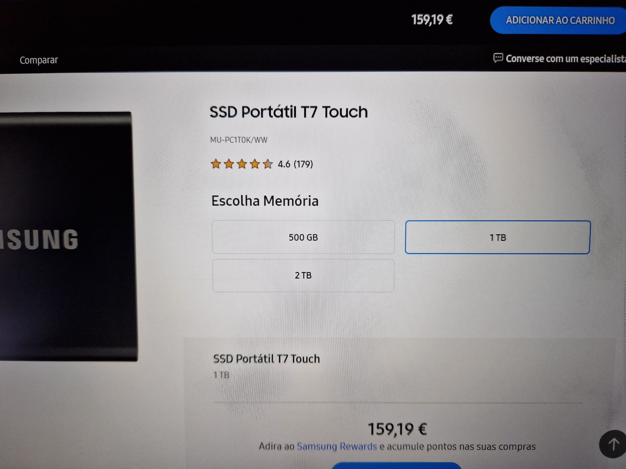 Samsung T7 Touch 1 TB SSD NOVO