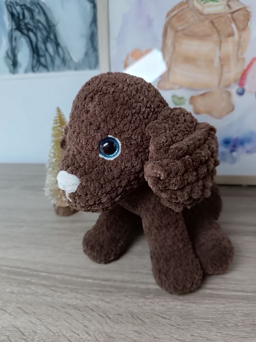 В'язана іграшка песик, ручна робота