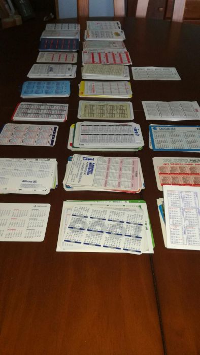 Calendários de bolso de 1984 a 2009