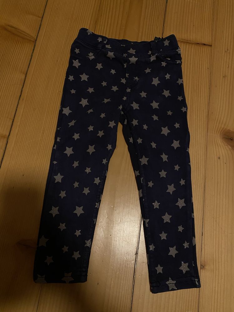 Dziewczece  grube legginsy w gwiazdki r.98 cm