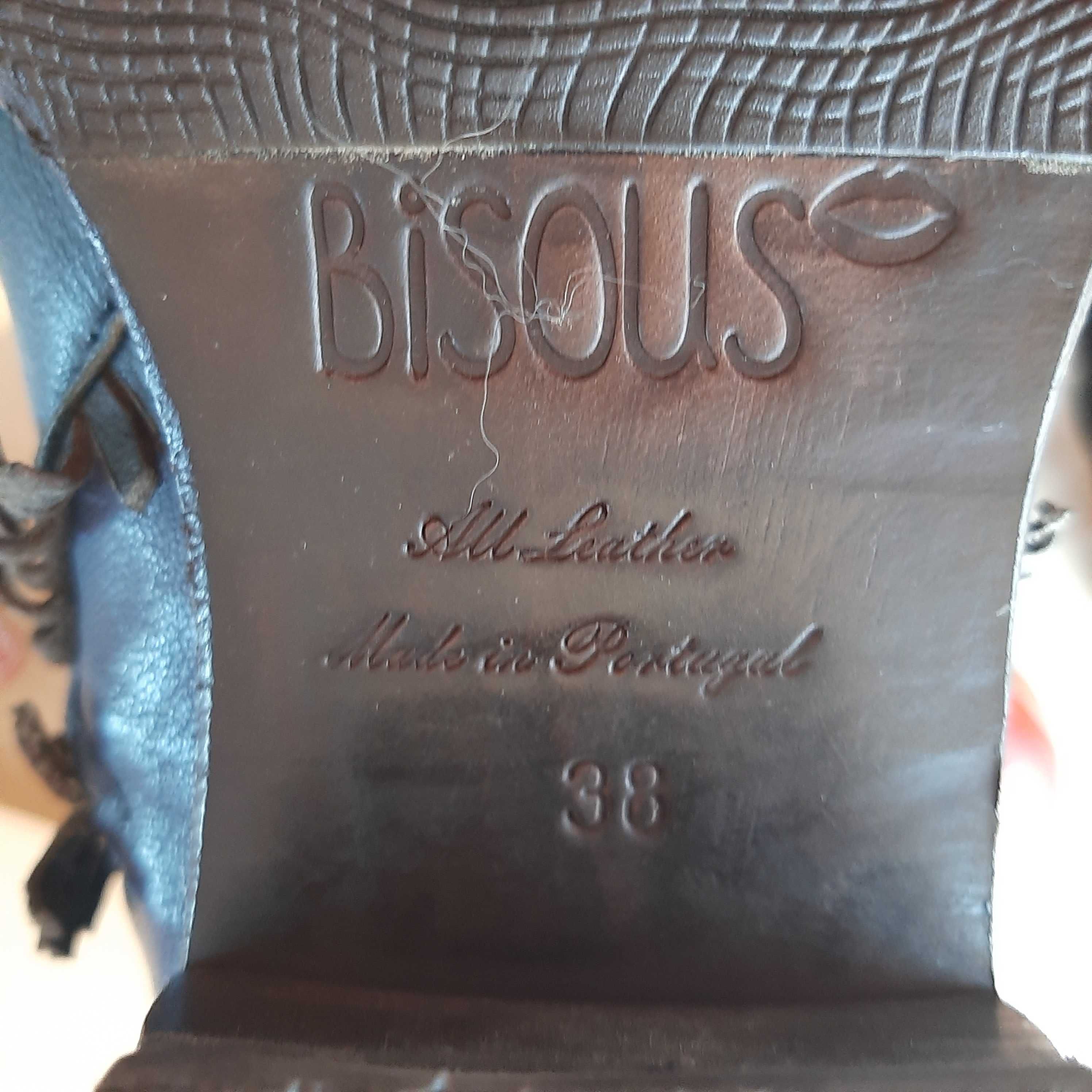 Botins 100% Pele - Azul - Estilo Texano num 38