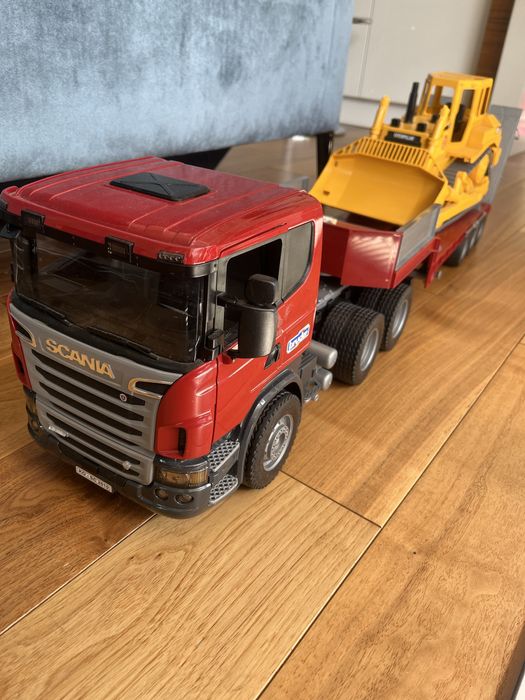 Bruder Scania z naczepą i spychaczem DUŻY