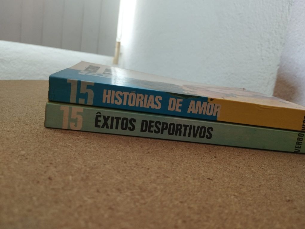 2 livros "histórias de amor" e "êxitos desportivos"