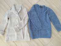 Sweterek szary narzutka niebieska dla dziewczynki 122-128/134
