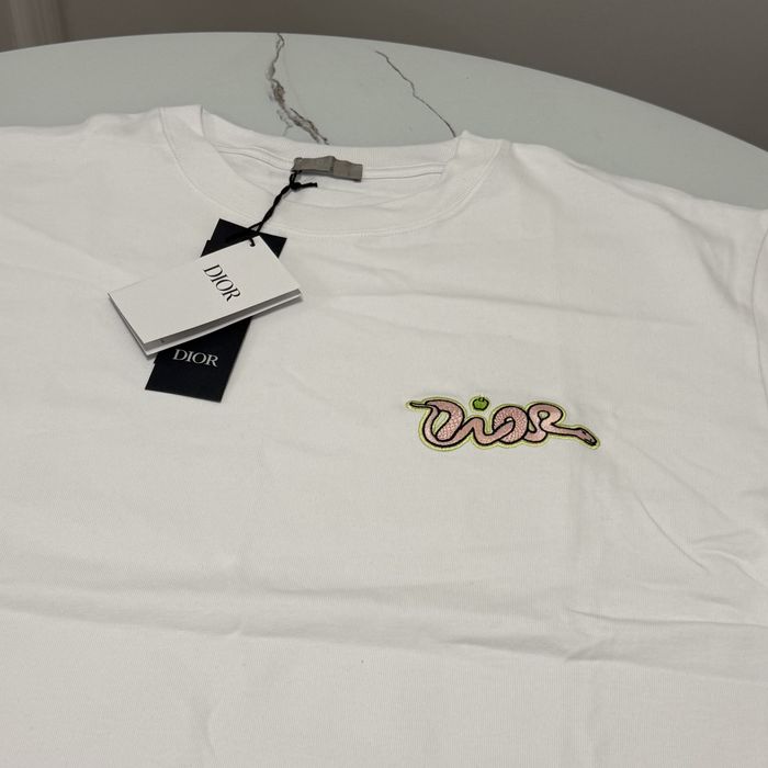 Dior X Kaws Varsity Jacket White Virgin Wool Jersey L t-shirt koszulka