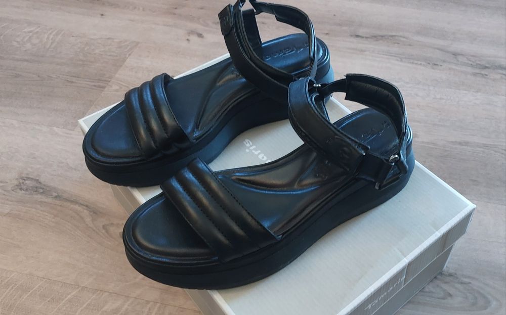 Tamaris sandalias em couro t 36
