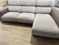 Sofá com impermeabilização beje, 3 lug. Extensíveis com chaise long,