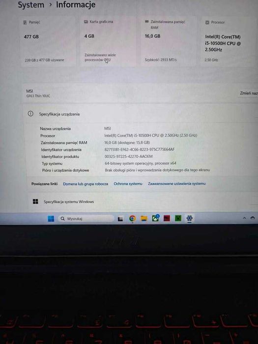 MSI GF63 10UC RTX3050 i5 RAM16GB 500GB