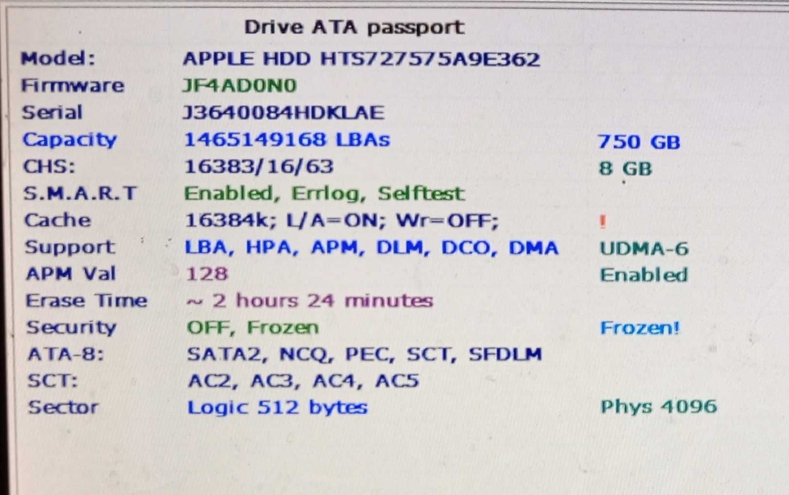Жесткий диск 2,5, 750 ГБ, APPLE HDD HTS727575A9E362, ATA-8.
