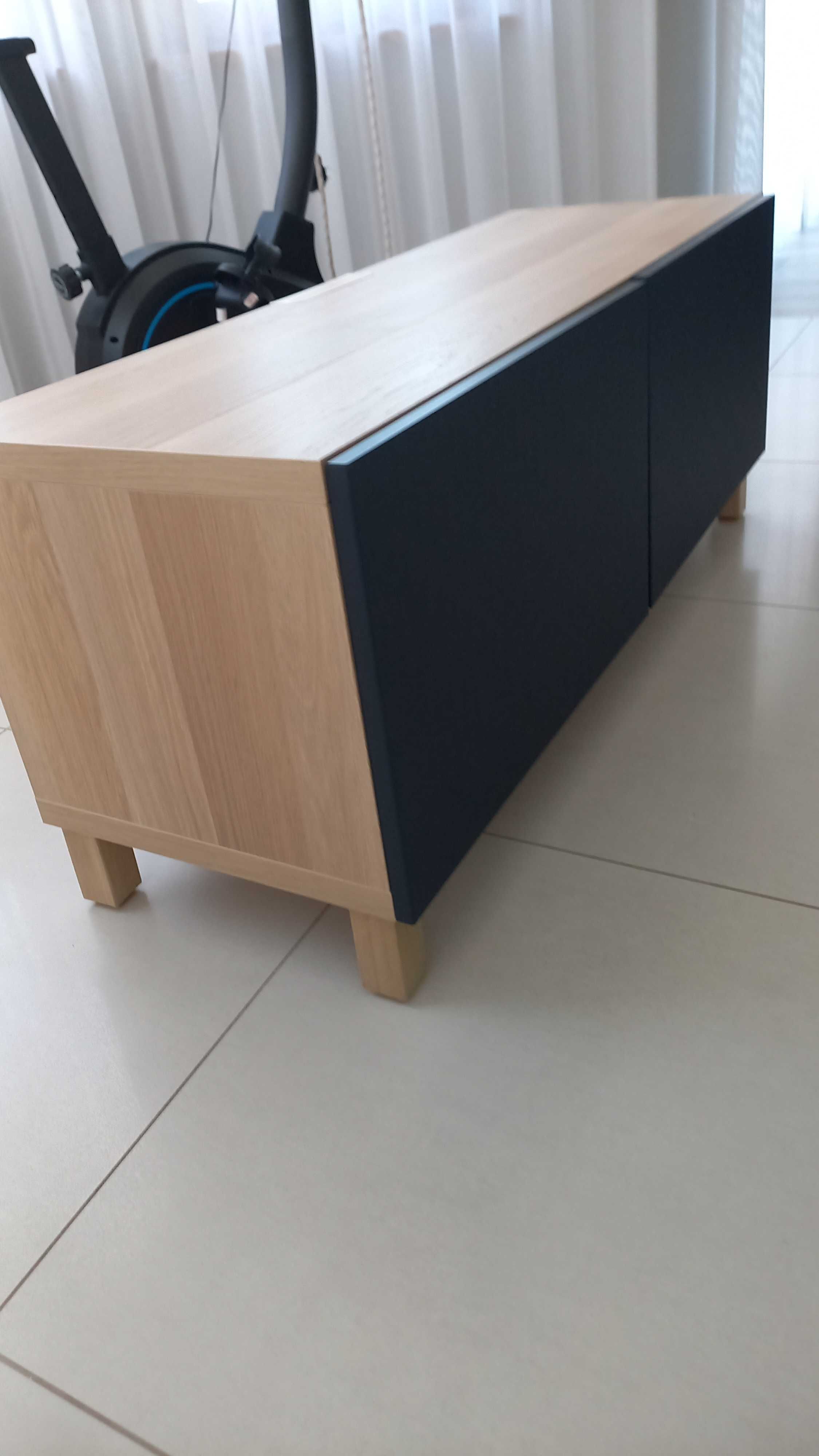 Szafka pod TV, imitacja dębu bejcowanego na biało, 120x40x48 cm IKEA