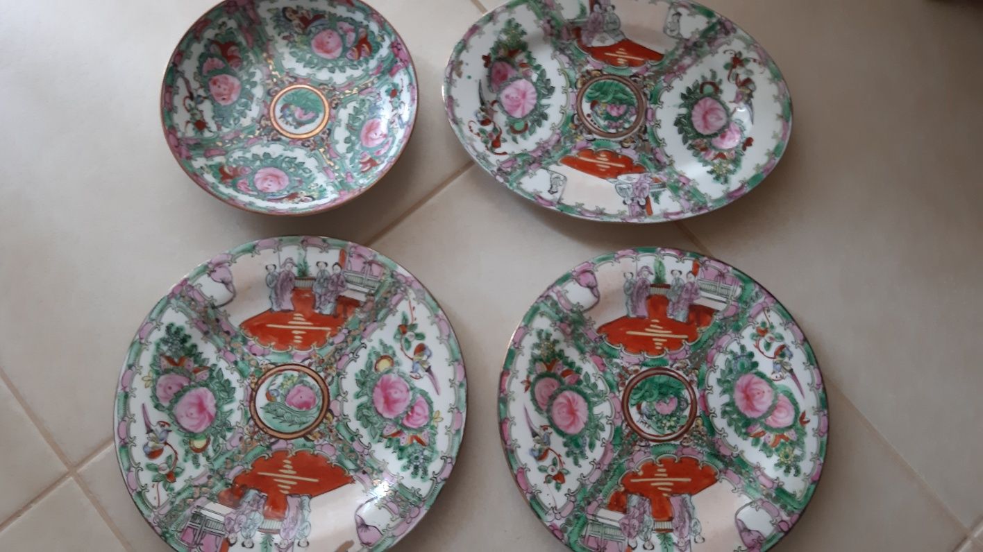 Pratos mandarim porcelana chinesa séc. XX