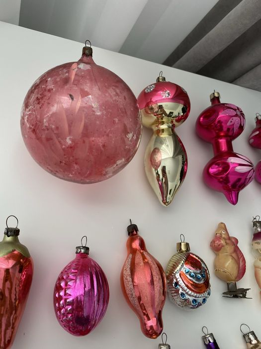 Ёлочные игрушки СССР, стеклянные игрушки на клипсах