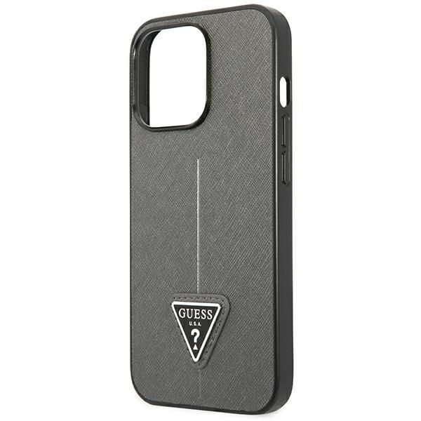 Etui Guess Saffiano Triangle dla iPhone 14 Pro 6,1" - Srebrny
