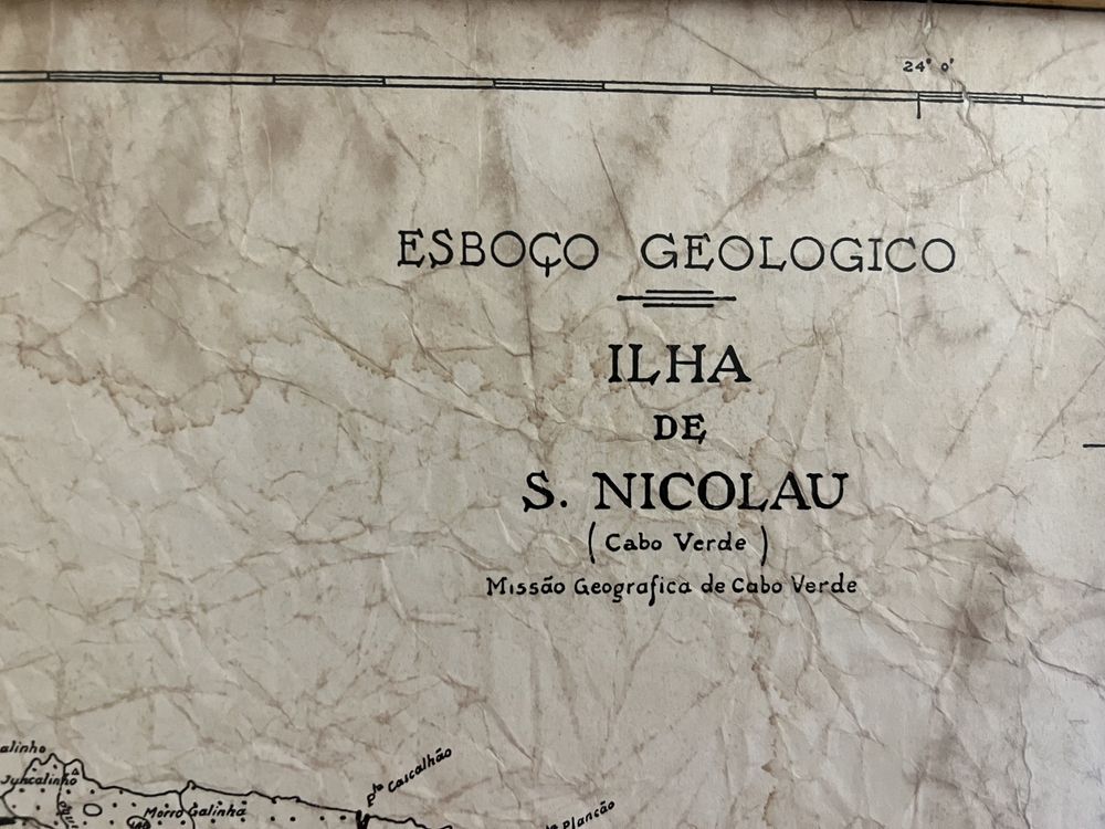 Esboço Geológico da Ilha de São Nicolau - Cabo Verde (moldura 59,5x39)