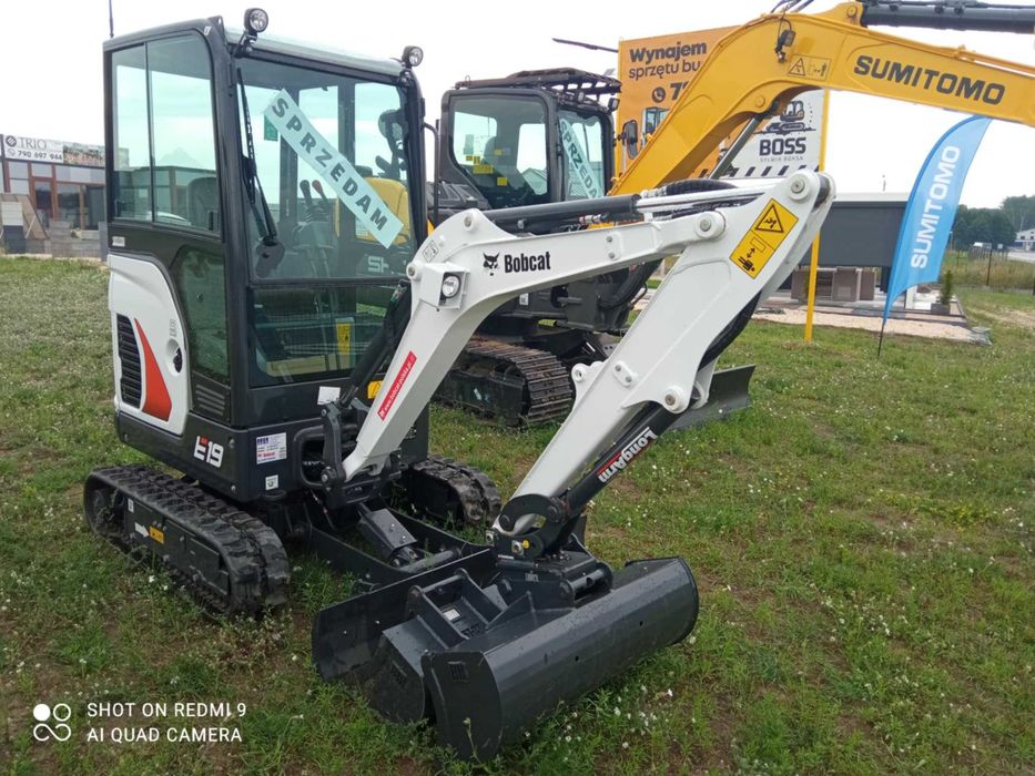 BOBCAT E19 Minikoparka NOWA 2025r. Kpl. 3 łyżek Szybkozłącze 3 Lata GW