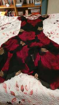 Wyprzedaż szafy - śliczna sukienka w czerwone róże