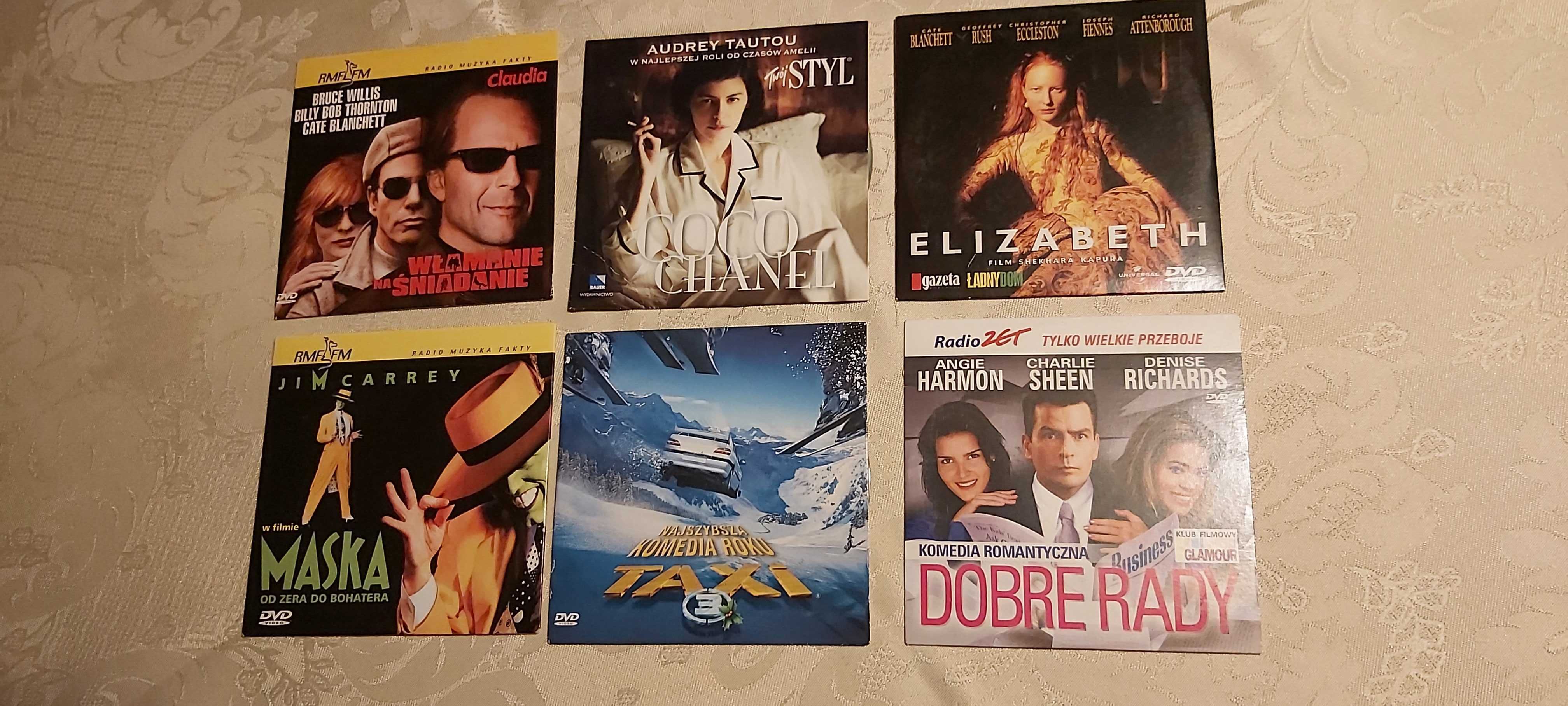 6 filmów DVD: Maska, Elizabeth, Coco Chanel, Taxi 3, Dobre rady