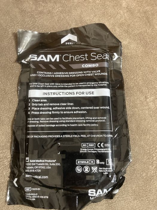 Оклюзійні наліпки SAM® Chest Seals Combo (герметизувальні пластирі)