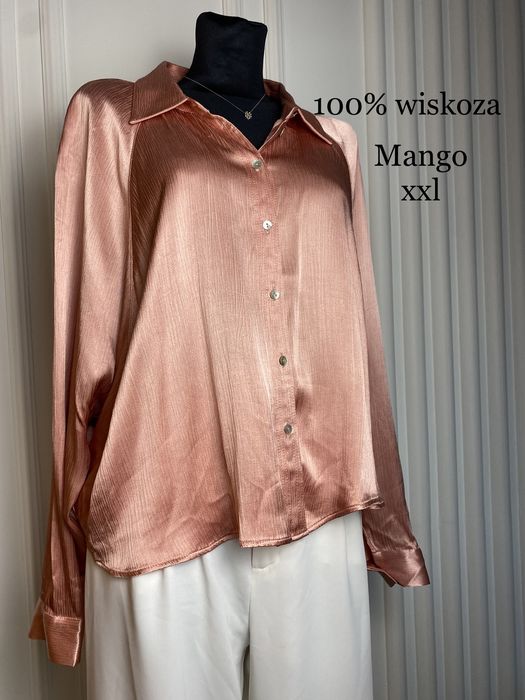 Koszula damska satynowa różowa 44 xxl Mango 100% wiskoza na okazje