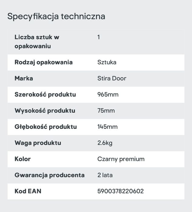 Ościeżnica z belką. Komplet