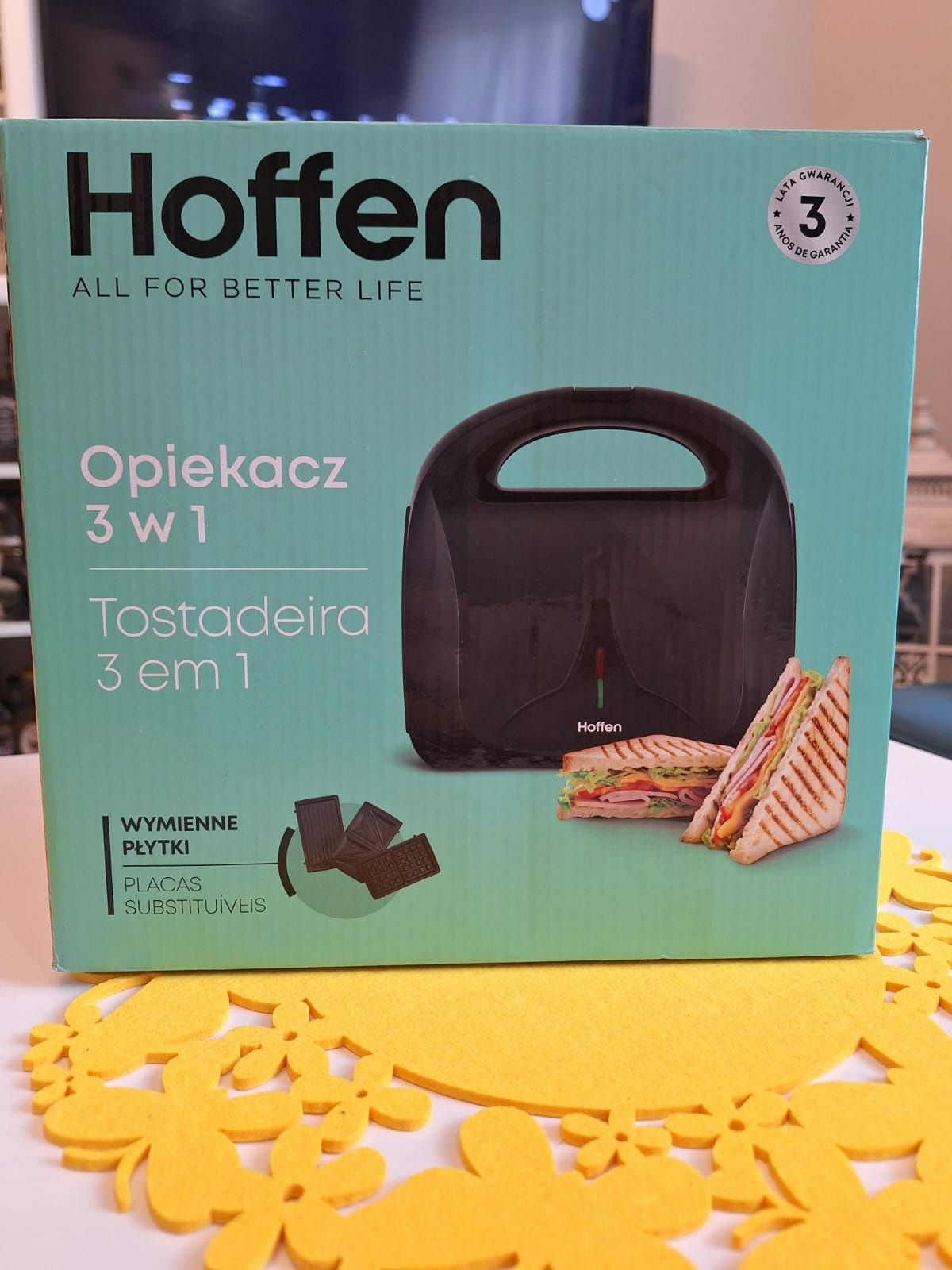 Opiekacz do kanapek, gofrownica, grill 3w1 Hoffen