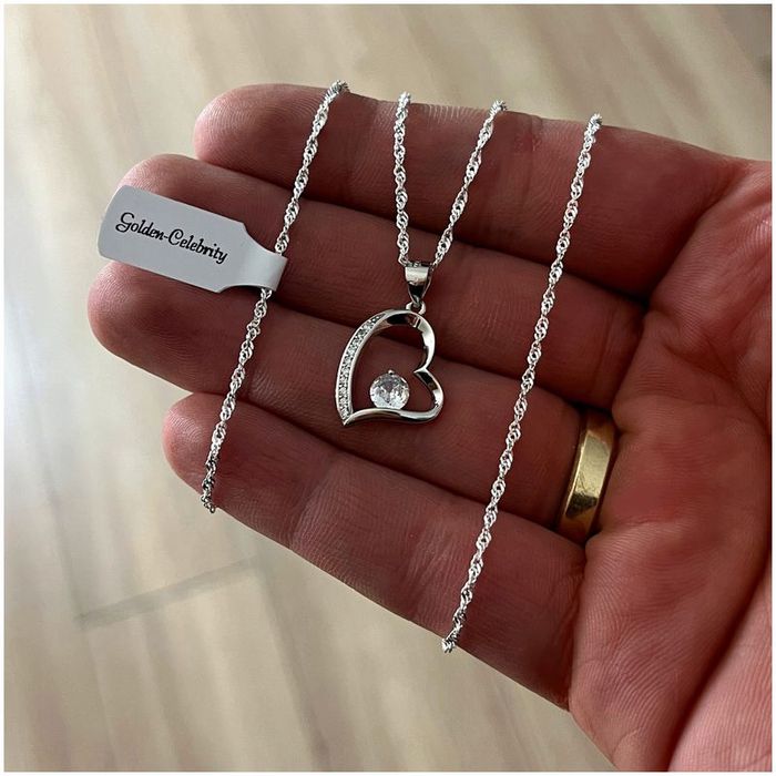 Srebrny Łańcuszek Serce Srebro 925+róża Wieczna Led Na Urodziny Dla Ko