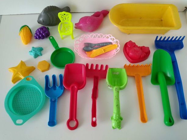 набор лопатки грабли детская посуда ванна овощи стул игрушки СССР